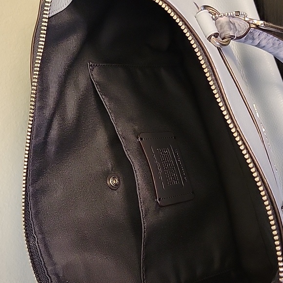 Coach Light Blue Zip Top Satchel with Python Handles - Picture 5 of 5